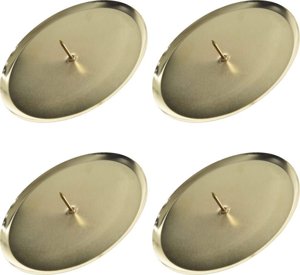 Adventskranzkerzenhalter Goldfarben Ø 8 cm aus Metall - 4er Produktbild 