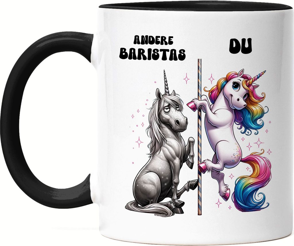 Andere Baristas Du Einhorn Tasse Schwarz Barista Café Spaß Siebträger-Maschine