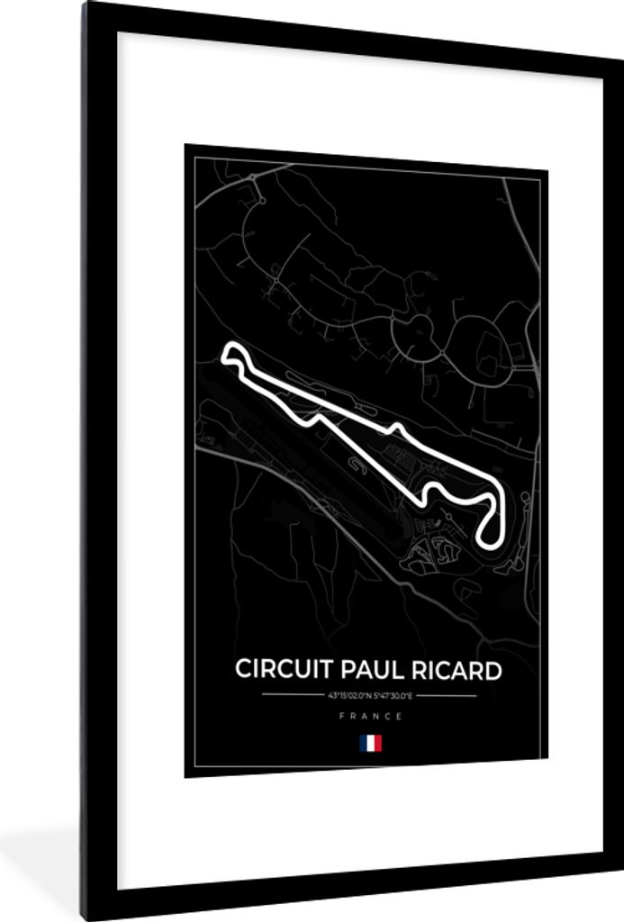 MuchoWow Gerahmtes Poster Rennstrecke - F1 - Rennstrecke - Frankreich - Circuit Paul Ricard - Schwarz 60x90 cm - Poster mit Schwarzem Bilderrahme...