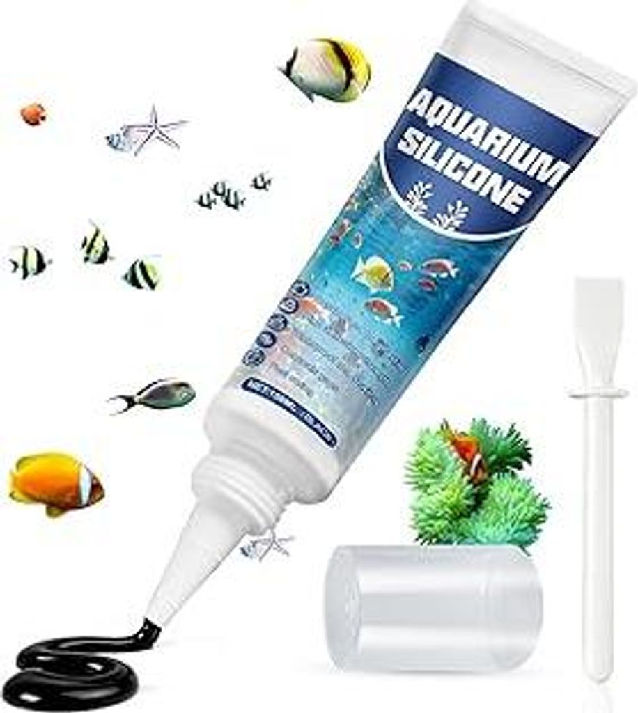 Aquarium Silikon, 150ML Aquariensilikon, Aquarium Silikon Schwarz, Aquaristik Silikonkleber, Hochelastischer, Wasserfest, Aquarium Kleber zum Aquar...