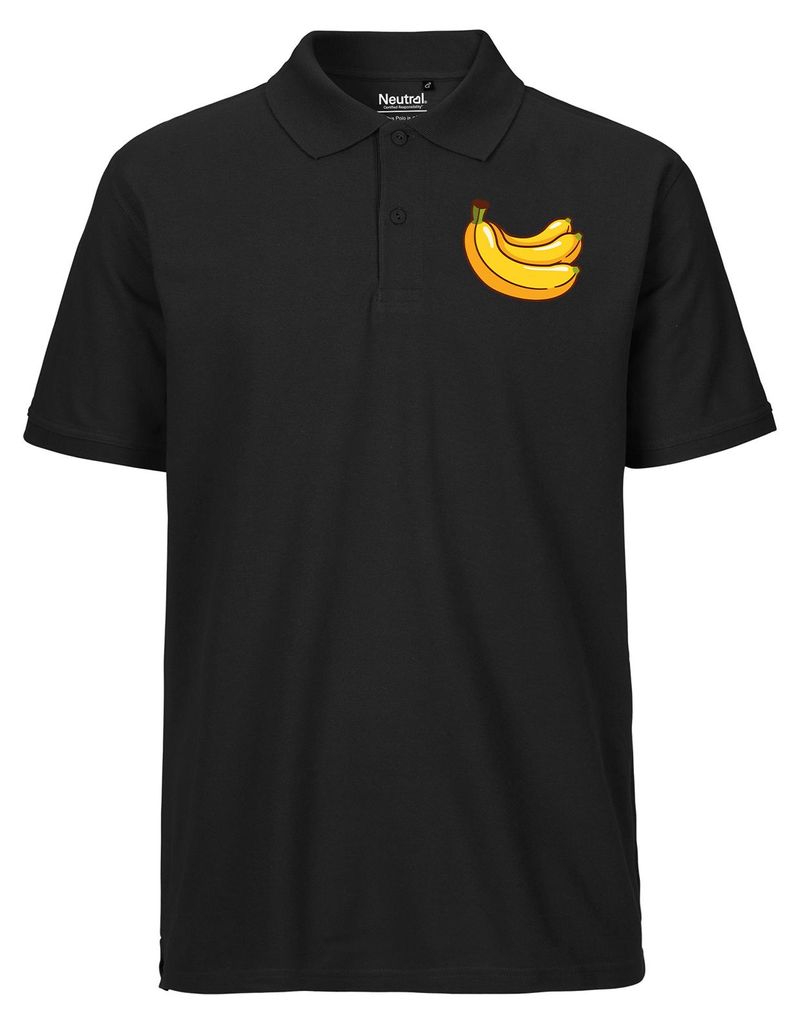 Huuraa Herren Polo Shirt Banane Comic M Black Bio Baumwolle Fairtrade Poloshirt Geschenkidee