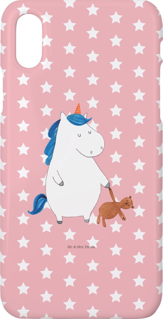 Mr. & Mrs. Panda Iphone 10 Handyhülle Einhorn Teddy - Rot Pastell - Geschenk, Unicorn, Einhörner, Handy, Bett, X, Cover, Träumen, Hülle, Single...