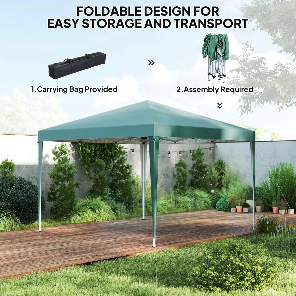 Tente de jardin 6x3 m réglable en polyester - Structure pliable verte - 2
