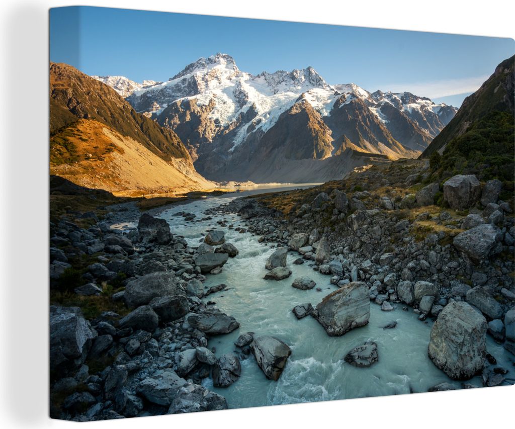 OneMillionCanvasses - Leinwandbilder - 140x90 cm, Hooker Valley im Aoraki/Mount Cook National Park in Neuseeland, Wandbilder Kunstdruck Wanddekor...