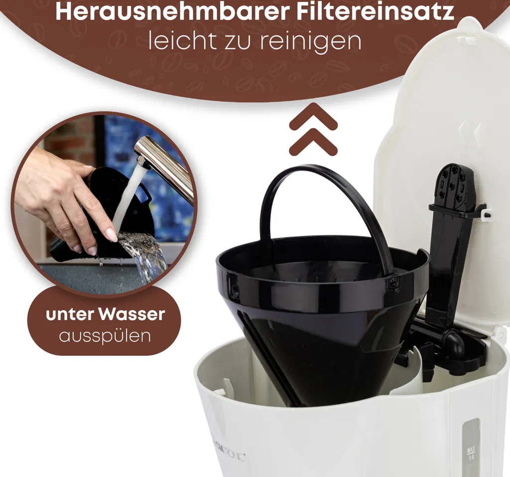 Clatronic KA 3473 Machine à café filtre blanche compacte pour 12 tasses - 10