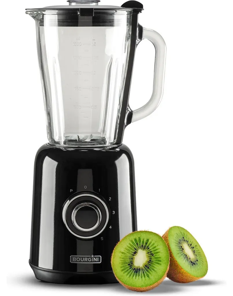 Blender Bourgini pour Soupes et Smoothies - 1,75L Noir 5 Vitesses 500W