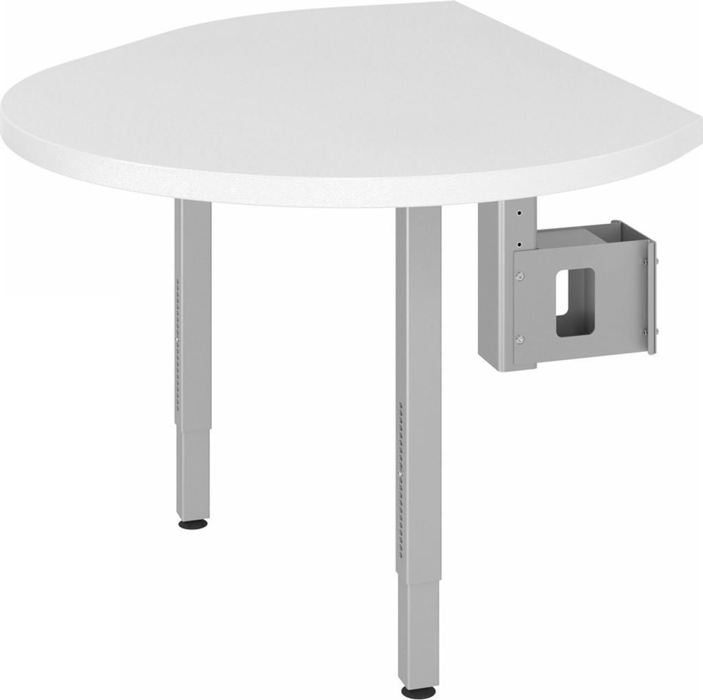 Anbautisch mit Fuß 91,5x121cm Weiß/Silber