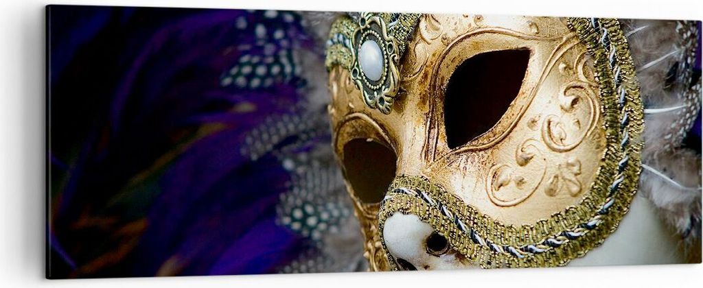 Bild auf Leinwand - Leinwandbild - Maske Gesicht Mysterium - 140x50cm - Wand Bild - Wanddeko - Leinwanddruck - Bilder - Kunstdruck - Wanddekoration...