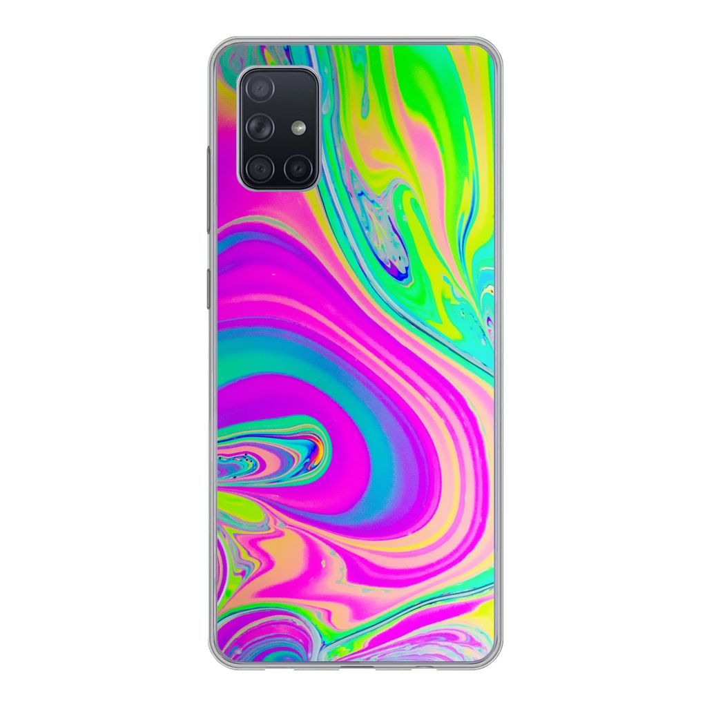 MuchoWow Handyhülle Schutzhülle Hülle für Samsung Galaxy A71 Formen - Farbe - Kunst - Psychedelisch Silikon Softcase Handy Hülle - Kartenbes...