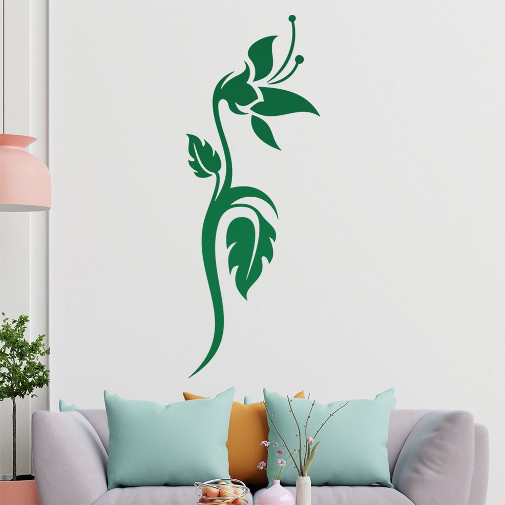 Blume - Linien Wandtattoo in 6 Größen - Wandaufkleber Wall Sticker - Dekoration, Küche, Wohnzimmer, Schlafzimmer, Badezimmer
