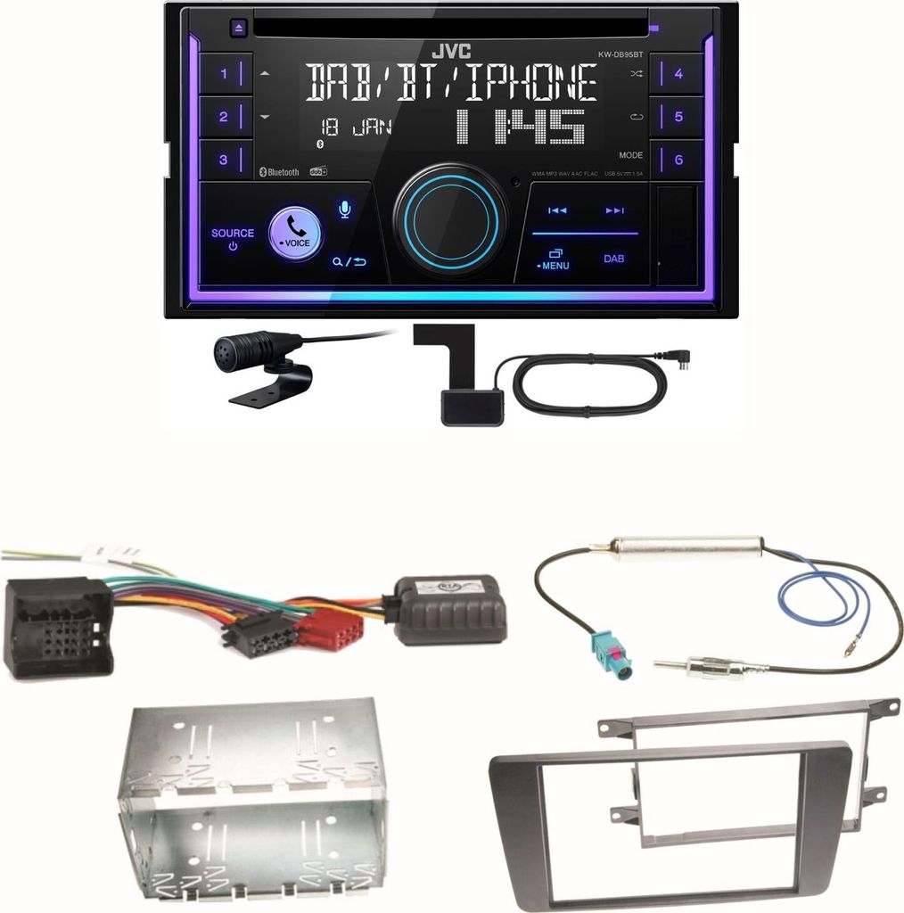JVC KW-DB95BT Bluetooth Digitalradio Einbauset für Skoda Octavia 2 Yeti 5L