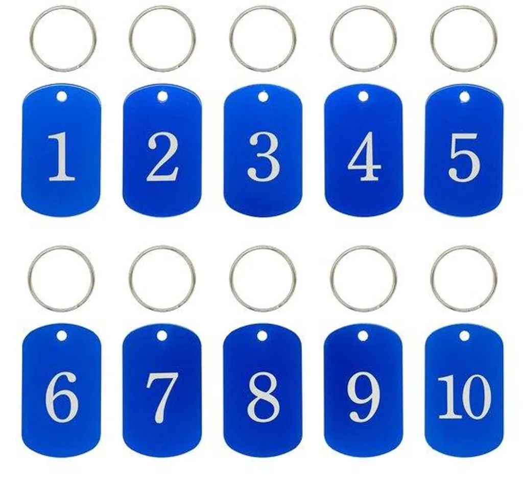 Jetons d'identification bleus en aluminium pour gestion de clés et casiers