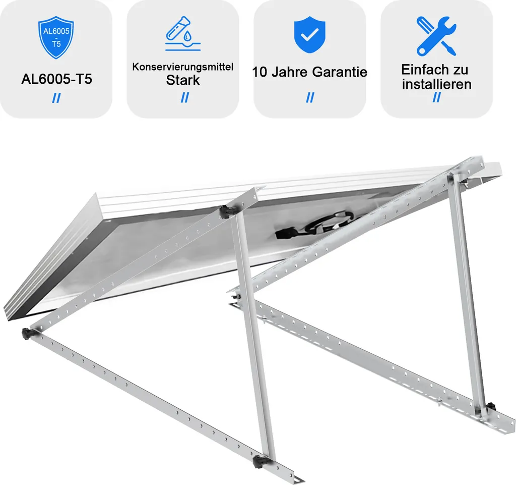 Staffe Solari 114cm per Tetto Piano e Balcone - Kit 8 Pezzi Robusti - 8