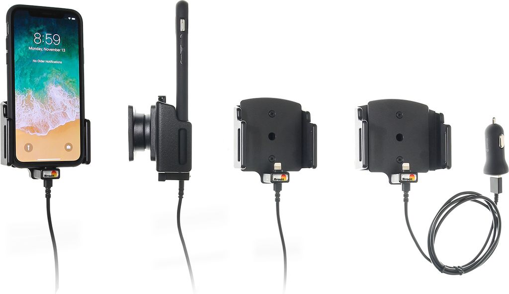 Brodit Gerätehalter 721013 mit Ladefunktion - für Smartphones - Apple iPhone 11 Pro, Apple iPhone Xs, Apple iPhone XR und weitere
