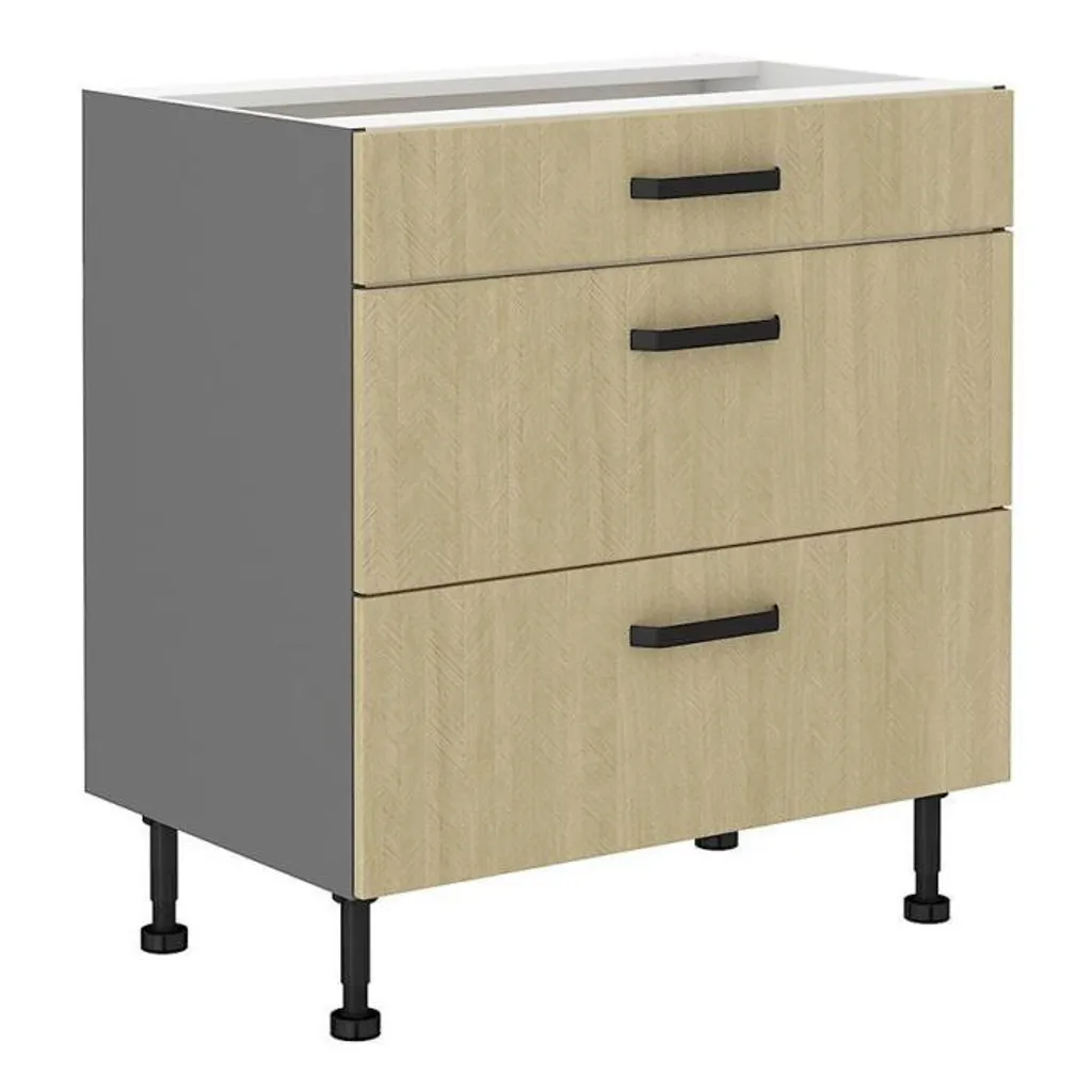 Meuble bas à tiroirs MYRIAM 80cm coloris anthracite motifs design