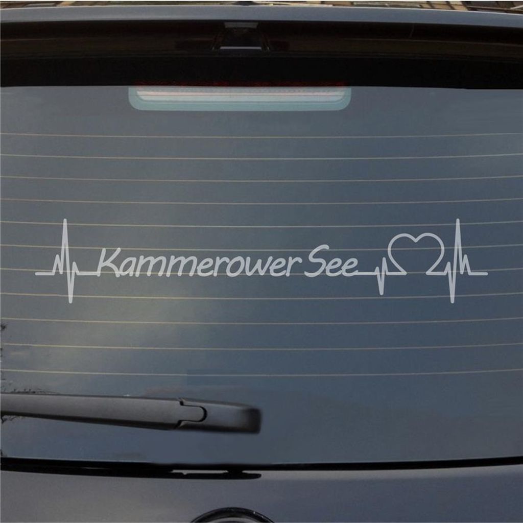 Heckscheibenaufkleber Kammerower See Herzschlag Puls See Liebe 55x10 cm Milchglas Auto Aufkleber Sticker