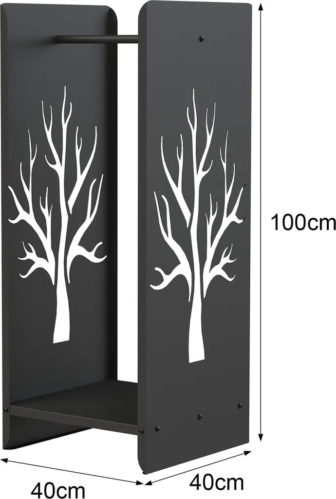 Range-bûche intérieur étroit en métal noir DanDiBo 100 cm moderne