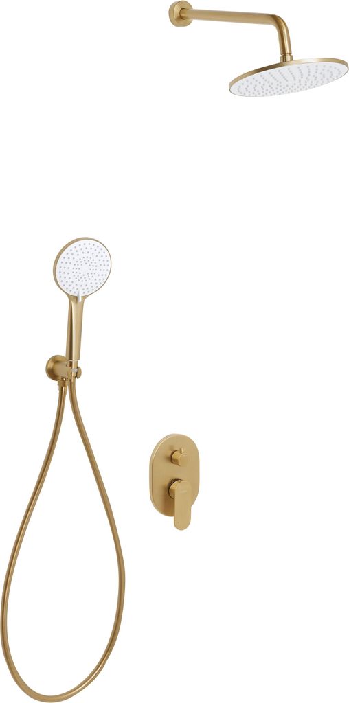 BELIANI Unterputz Duschset Gold Messing mit Armatur Regendusche 3 Strahlarten Duschbrause Einhebelmischer Modern 3 Funktion Duschsystem