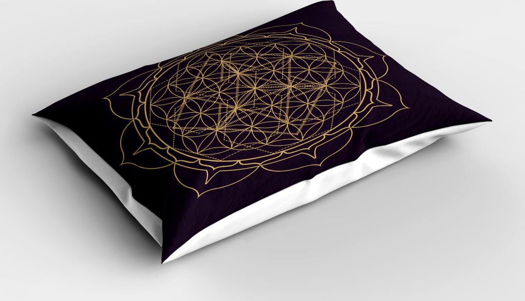 ABAKUHAUS Mandala Kopfkissenbezug, Monochrome Abstrakte Blume des Lebens Lotus Blumen-Mandala Harmonie Meditation, 40x80 cm, Plum und Senf