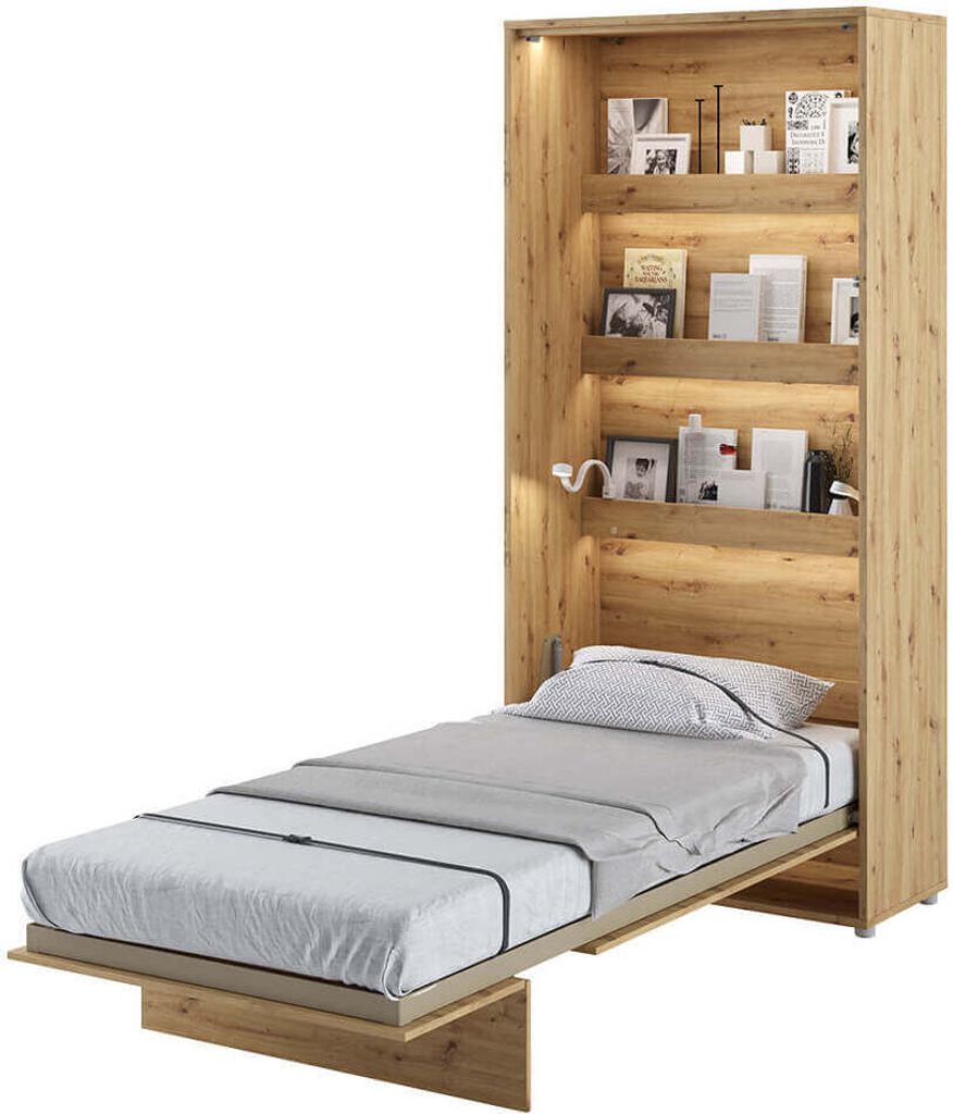 Wandklappbett Bed Concept 90x200 Schrankbett Vertikal Wandbett Gästebett Eiche Artisan