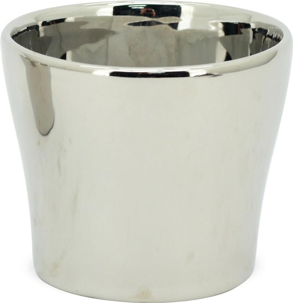 Topf konisch Pflanzgefäß Pflanztopf silber Ø 13x11 cm Produktbild 