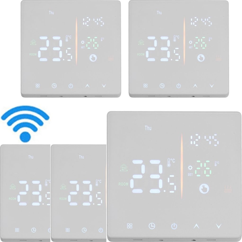 5x Digital WiFi Thermostat Raumthermostat fuer 16A Elektrische Heizung Fussbodenheizung, manueller/automatischer Modus, NTC-Induktion, LCD programm...