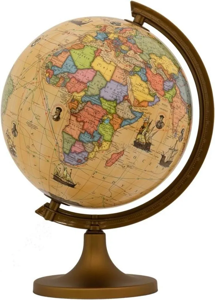 Globe rotatif 25cm routes explorateurs - Annotations ukrainiennes claires