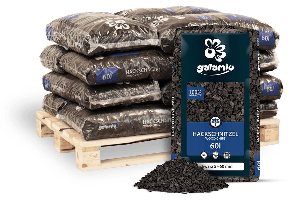 Galamio Holzhackschnitzel Schwarz 60l x 12 Sack 720l 12er Produktbild 