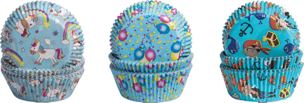 Demmler Kinder Mix Set - Ideal für jeden Kindergeburtstag - mit Luftballon-, Einhorn- und Piratenmuster - Backformen Set