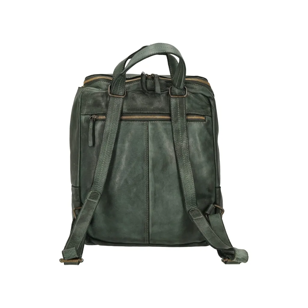 Sac à Dos en Cuir Vert Foncé Submarine avec Compartiment Ordinateur - 5