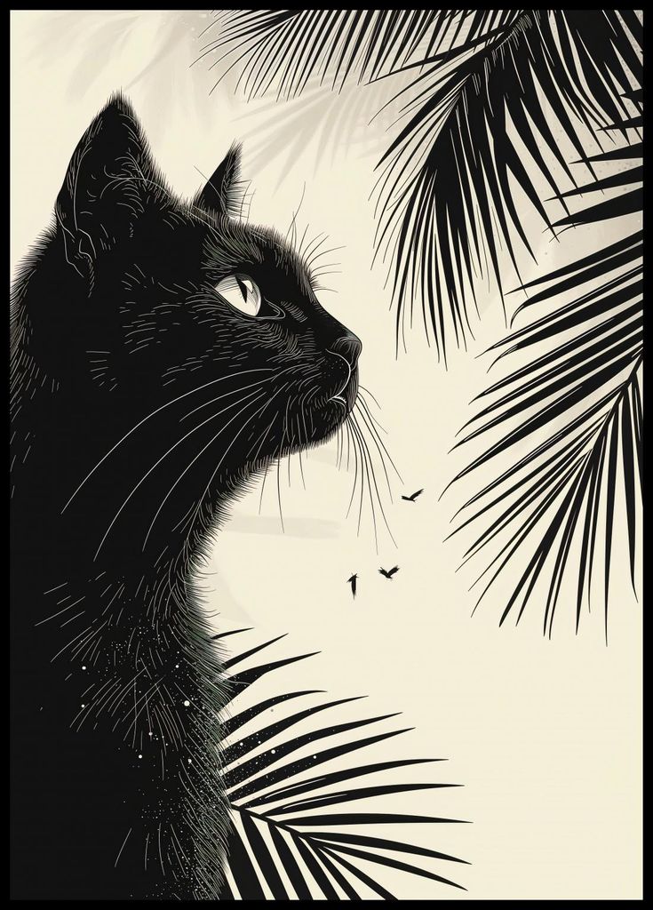 Plakat 64x90cm Nachdenken im Schatten der Palmen