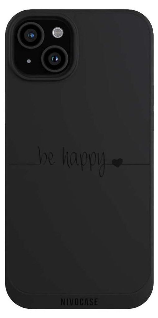 NIVOCASE Handyhülle für Apple iPhone 15 Plus Hülle NIVOpure Case Schwarz Glück Statement Motiv ohne Hintergrund