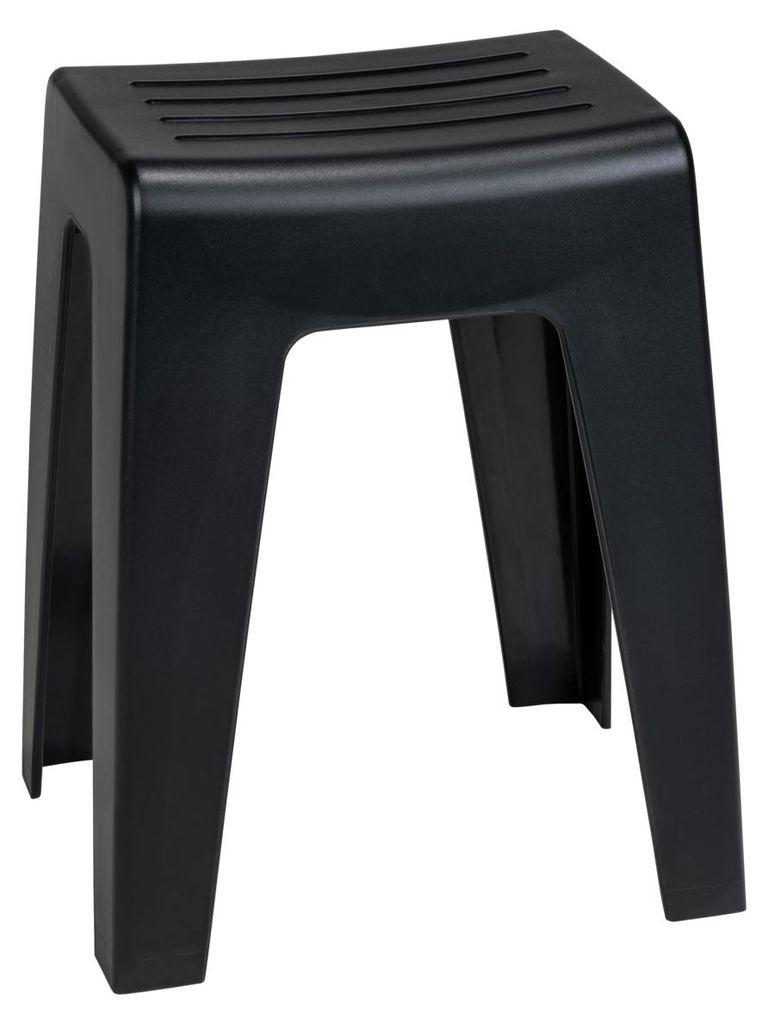 WENKO Sgabello da bagno in plastica Kumba Nero Sgabello da Immagine del prodotto 