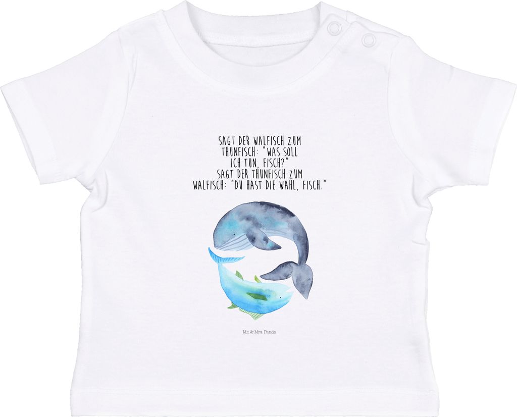 Mr. & Mrs. Panda Babyshirt Walfisch Thunfisch 0. - 6. Monat - Weiß - Geschenk, Spruch Lustig, Tunfisch, Wahl, Kinder Oberteil, Organic Baby T-Shir...