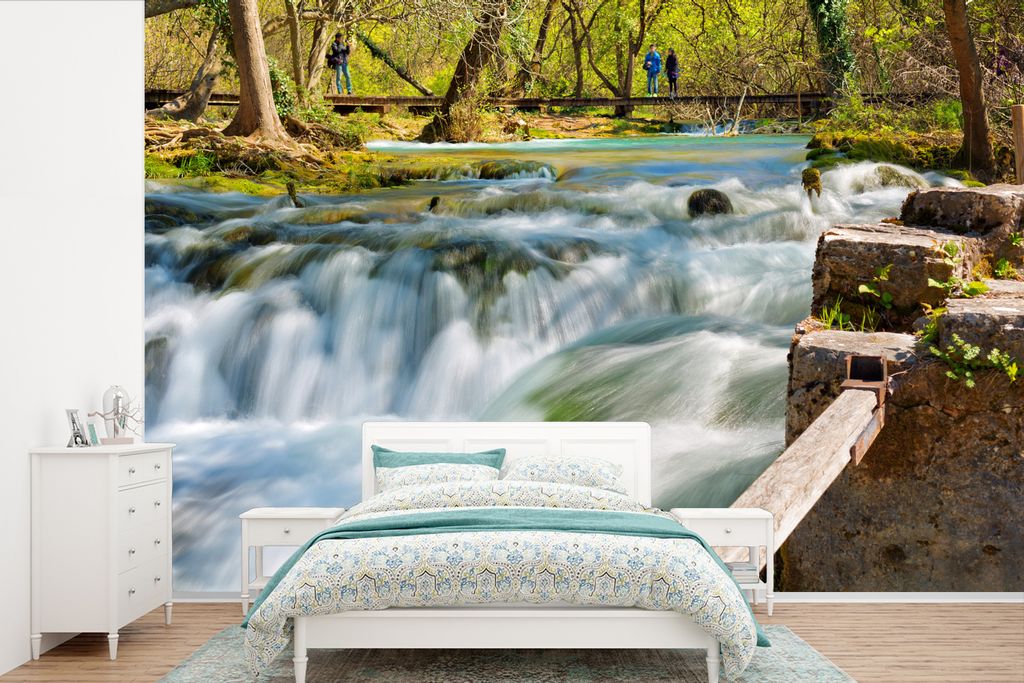 MuchoWow Fototapete für Wohnzimmer oder Schlafzimmer Wandtapete Vinyl Motivtapete Die wilden Wasserfälle des Nationalparks Krka - 525x350 cm - ...