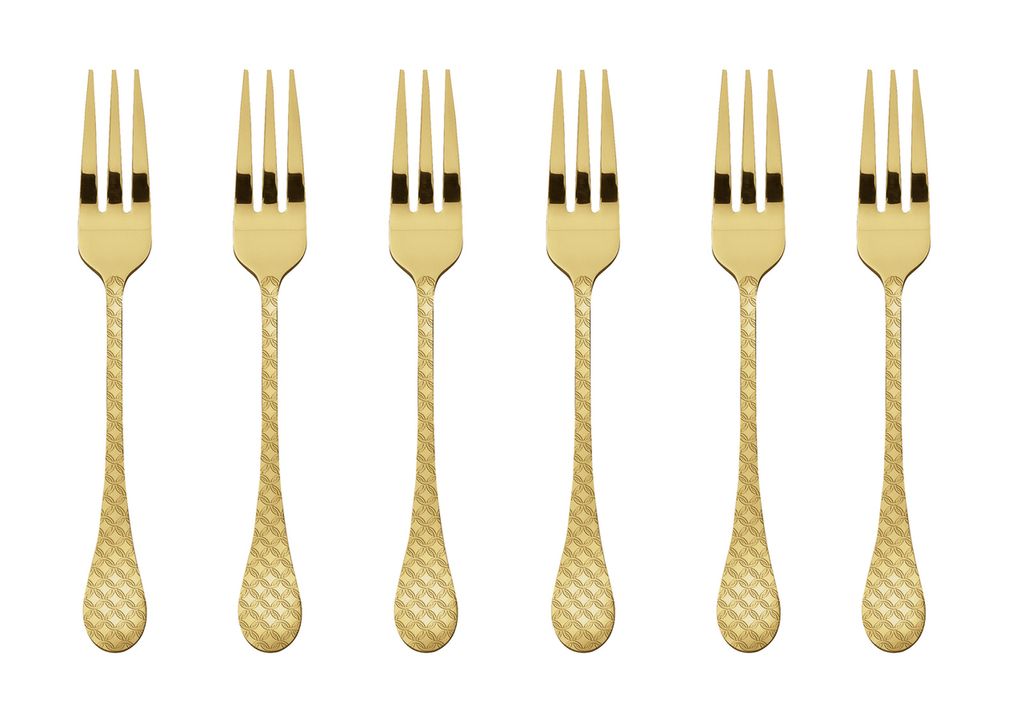 Sambonet Set 6 Kuchengabeln Edelstahl/PVD Gold 52766GA5