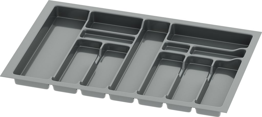 Sossai Besteckeinsatz für Schubladen 80cm | 73 x 49 cm | Anthrazit Besteckkasten Schubladeneinsatz