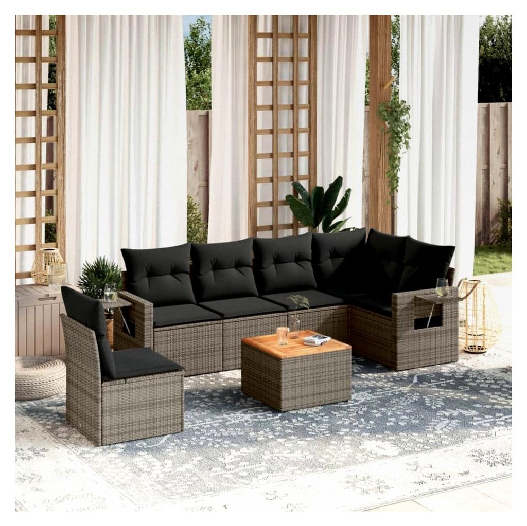 Gartenlounge Set, Modulares Design, PE-Rattan, Grau, 62 x 62 x 69 cm, für Garten und Außenbereich