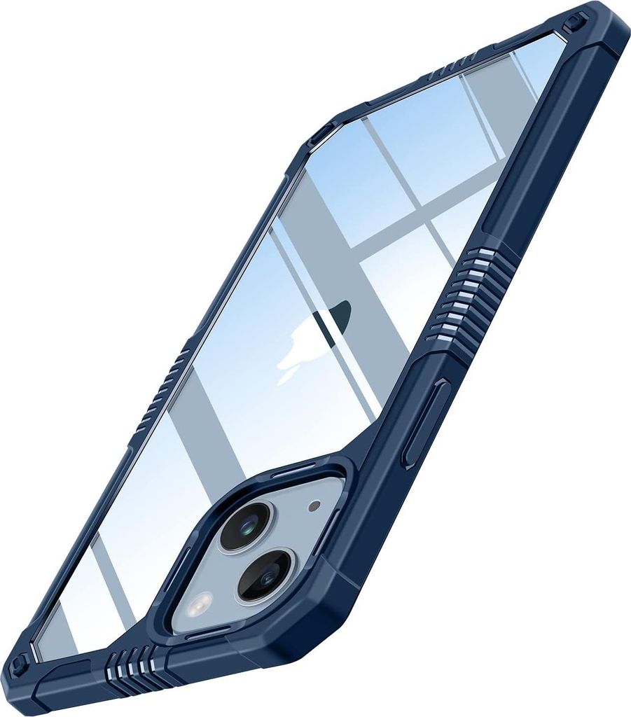 APPLE IPHONE 14 Plus HÜLLE BLAUER RAHMEN GEHÄRTETES GLAS KAMERA