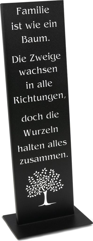 Metall Gartendeko Schild 100 cm Familie Deko Spruchtafel schwarz Gartenschild