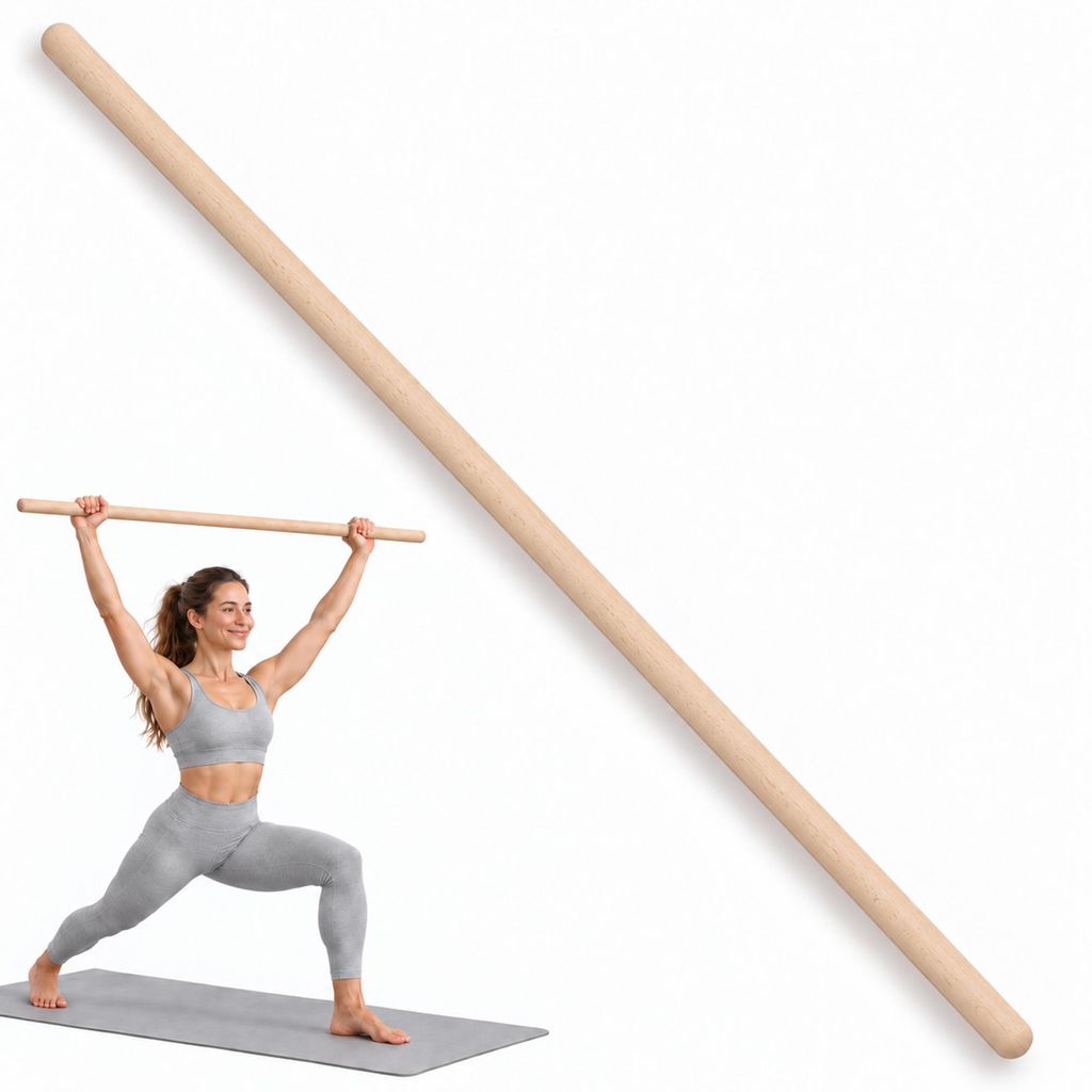 MOE UHANE® Dřevěná gymnastická tyč 100 cm na cvičení, jógu, Obrázek produktu 