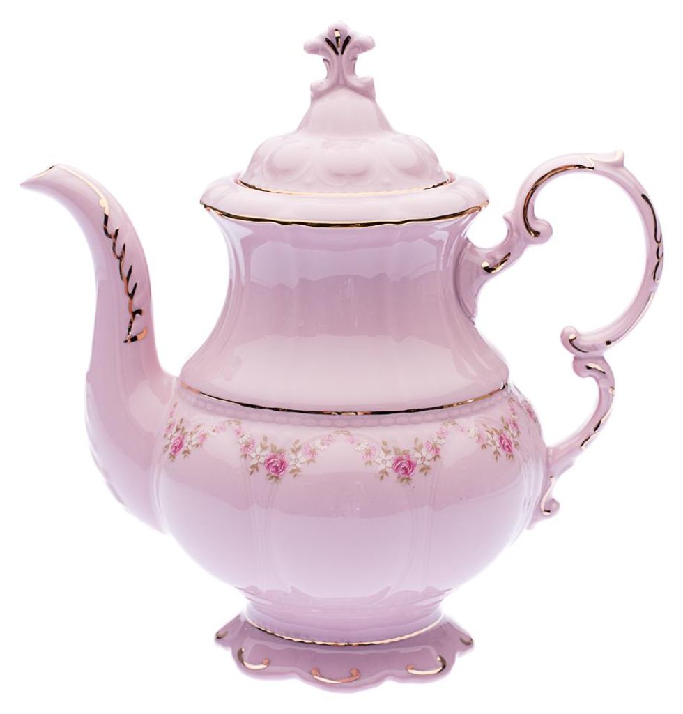 Kávová konvice, 1,15 l, růžový porcelán, kytičky, Leander Produktbild 