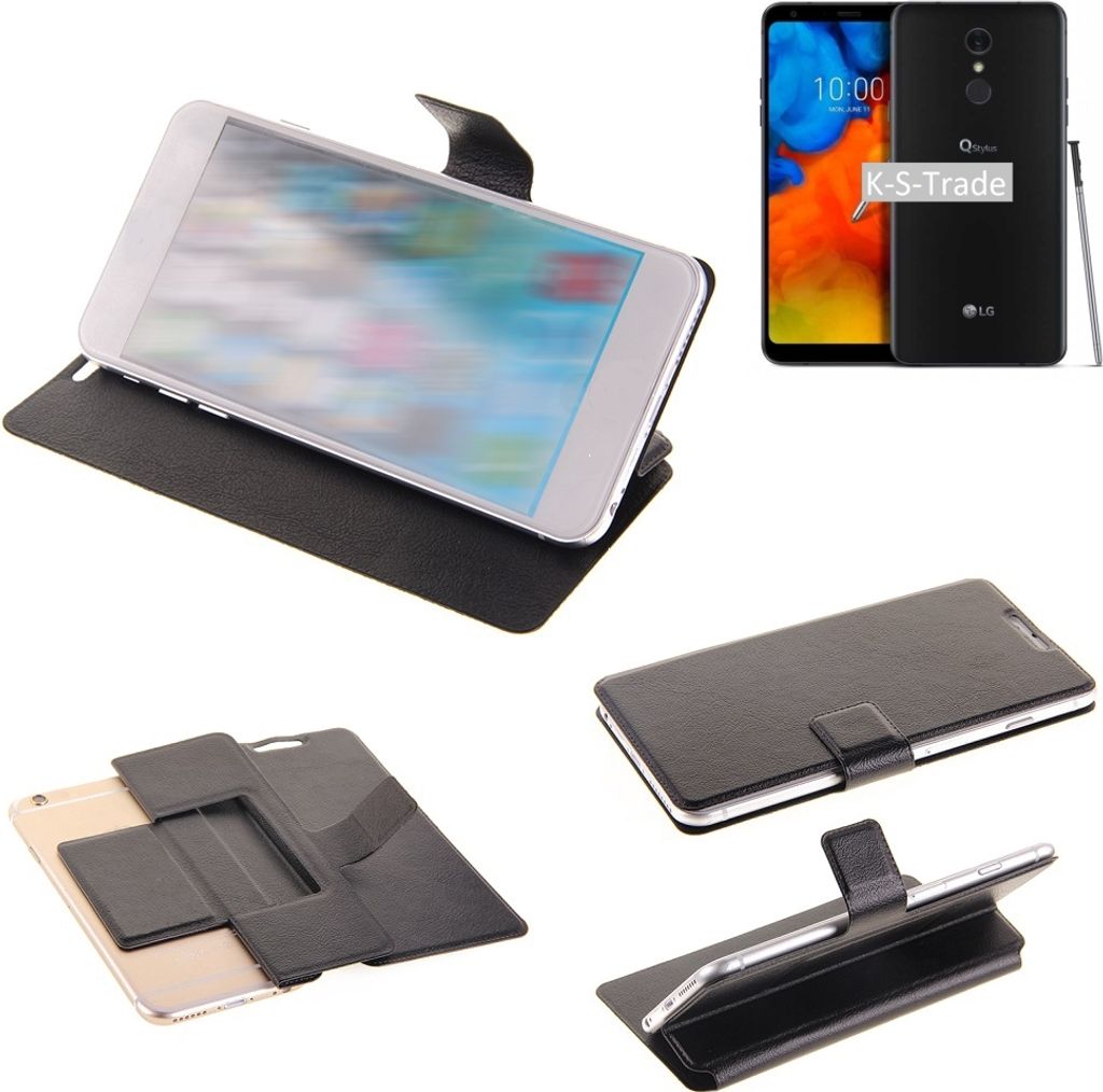 K-S-Trade Schutzhülle kompatibel mit LG Electronics Q Stylus Schutzhülle Flip Cover Klapphülle Wallet Case Slim Handyhülle bookstyle schwarz