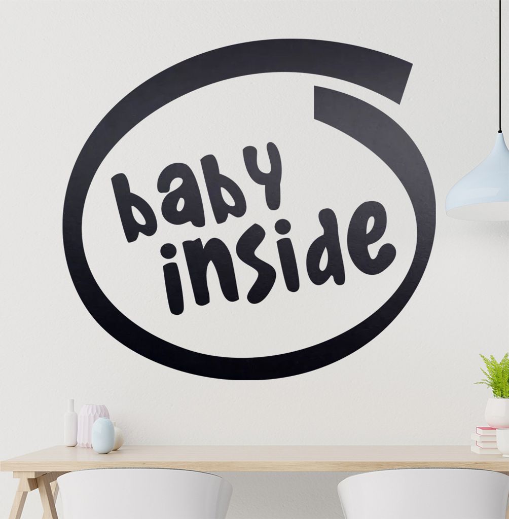 baby inside Wandtattoo in 6 Größen - Wandaufkleber Wall Sticker - Dekoration, Küche, Wohnzimmer, Schlafzimmer, Badezimmer