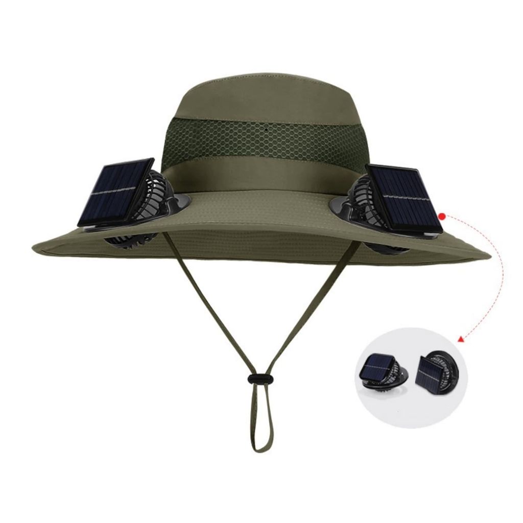 Sonnenhut mit Ventilator(Gruen),Fischerhut mit Breiter Produktbild 