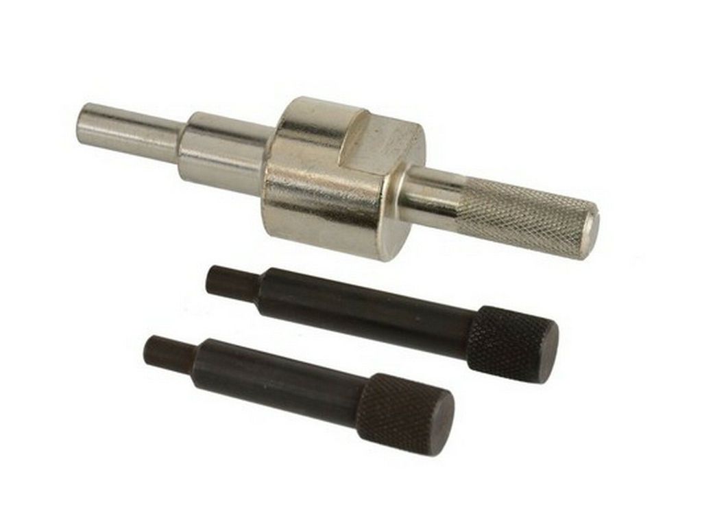 A set of automotive engine timing tools on a white background.