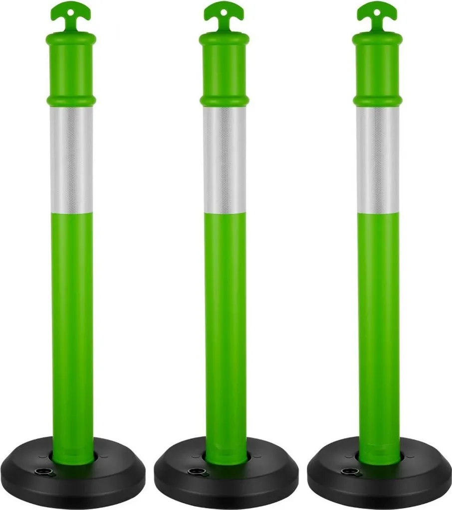 Poteaux d'Avertissement Haute Visibilité 114cm Verts à Socle Remplissable