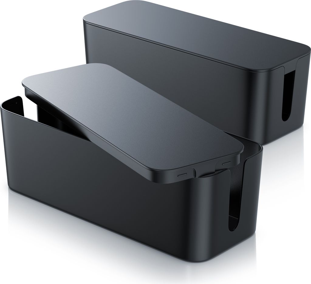 BEARWARE Kabelbox, Kabelmanagement Box mit Gummifüßen, Kabelaufbewahrungsbox, dezente Optik / Ladebox