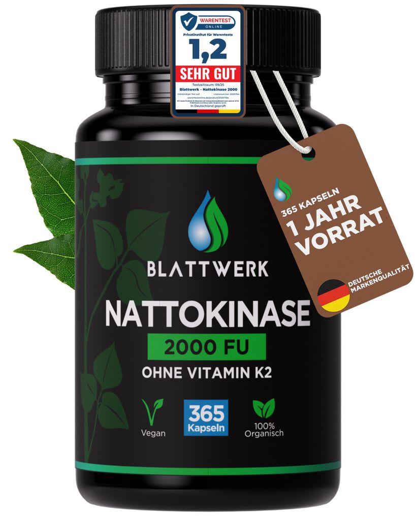 Nattokinase | 20.000 FU/G | 365 Kapseln Produktbild 