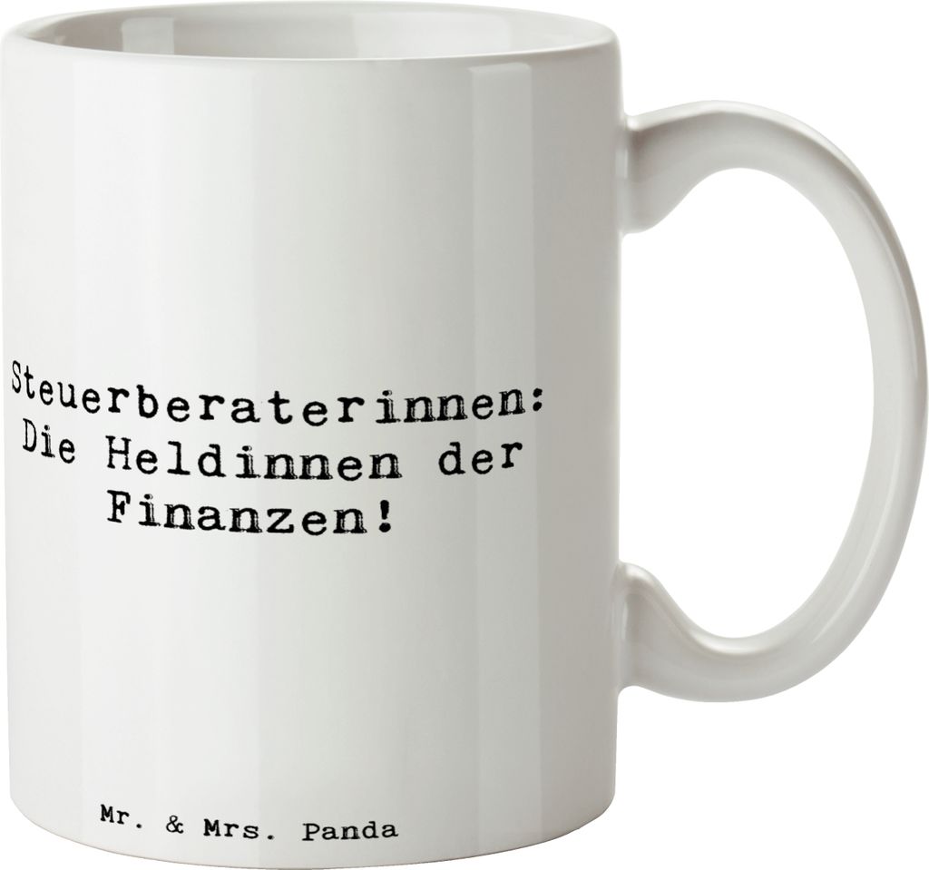 Mr. & Mrs. Panda haferl Spruch Steuerberaterin Heldin - Weiß - Geschenk, Tasse, Becher, Teetasse, Wertschätzung, Finanzheldinnen, Berufe, Beruf, ...